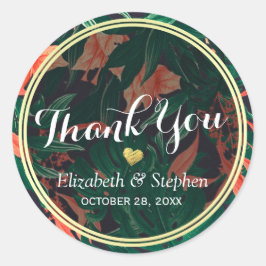 Tack-förmån för den tropiska Blommigten Guld Ram B Runt Klistermärke