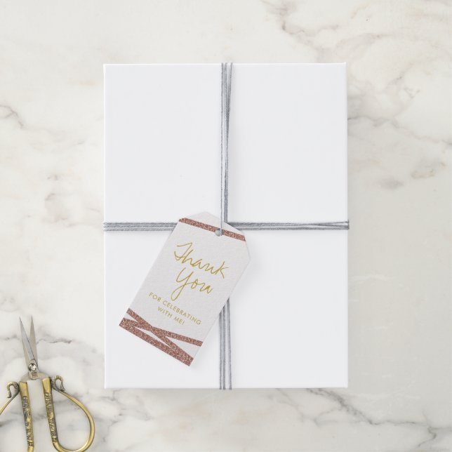Tack-förmån för Ro Guld Glitter Tape Rand Presentetikett (Med Snöre)