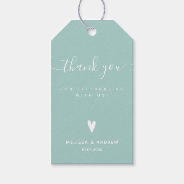 Tack - Förstärkt Grönt för bröllop Presentetikett (Framsidan)