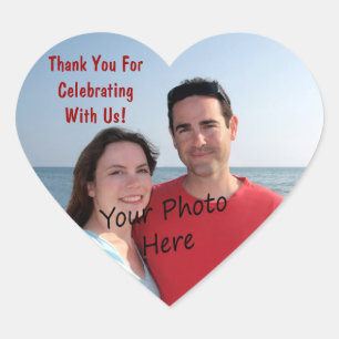Tack! Foto Heart Stickers Hjärtformat Klistermärke