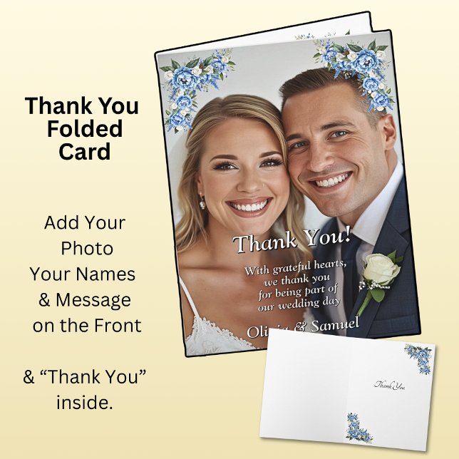 Tack - Foto med blå peony Kort (Skapare uppladdad)