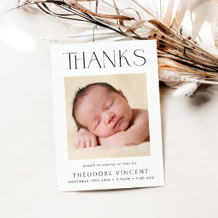 TACK FOTO modern serif-teckensnitt ny bebis Kort