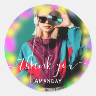 Tack Foto Neon Rosa DJ Party Musik Produktion CD Runt Klistermärke