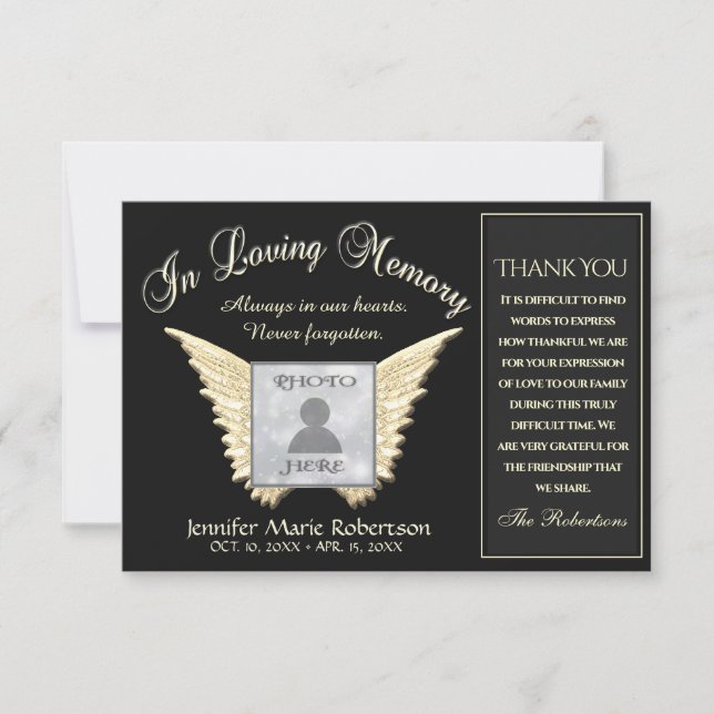 Tack fotokort med Angel Vingar (Framsida)