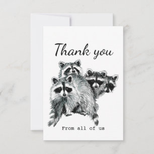 Tack från all amerikansk Roligt Raccoon Animal Art Kort