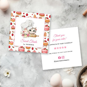 Tack från Chef Kittens Bageri Fyrkantigt Visitkort
