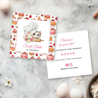 Tack från Chef Kittens Bageri Fyrkantigt Visitkort