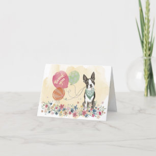 Tack från dig och Boston Terrier-ballonger Kort