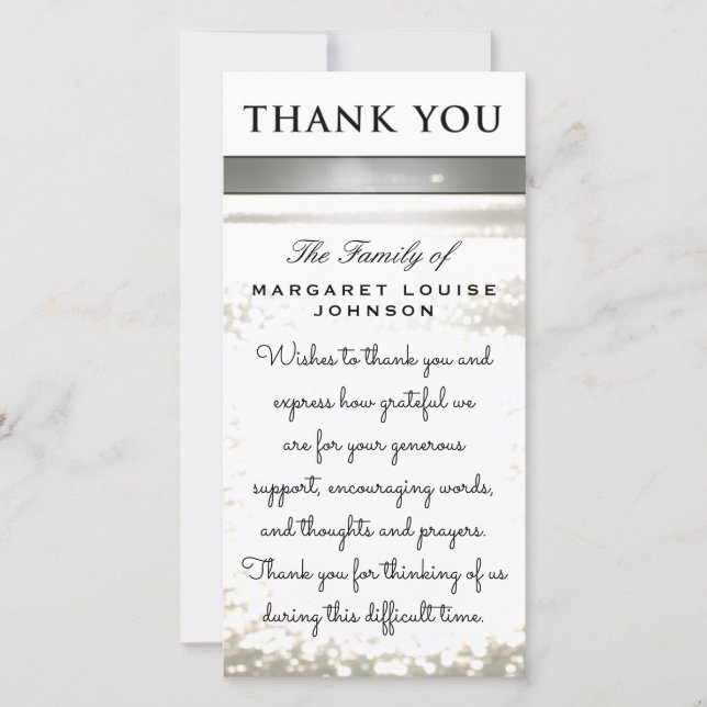 Tack från familjen - Vatten Glitter Kort (Framsida)