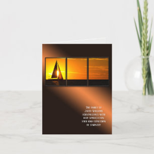 tack från familjens deltagande i solnedgångsbåtar