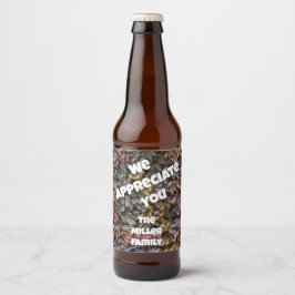 Tack från Family Yarn Homey-avskrivning Ölflaska Etikett