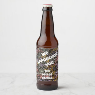 Tack från Family Yarn Homey-avskrivning Ölflaska Etikett