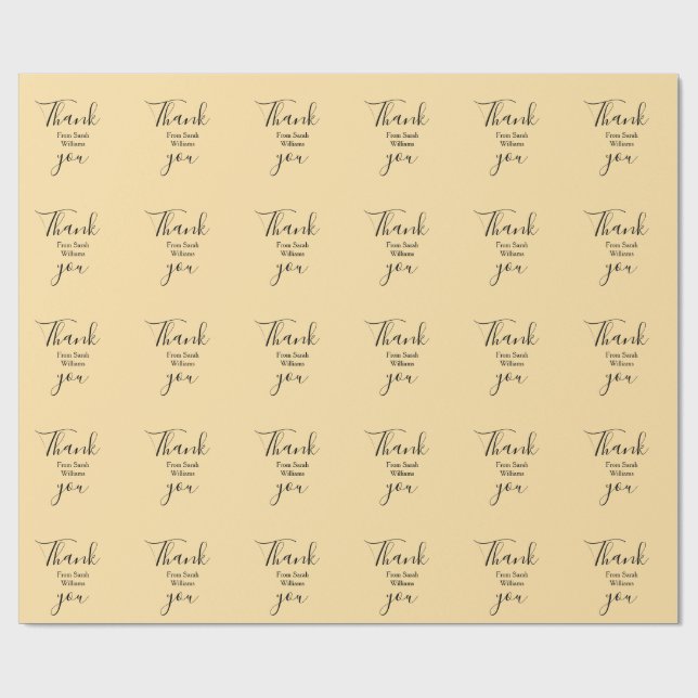 Tack från lägg till namn gul Pastell boho bröllop Presentpapper (Platt)
