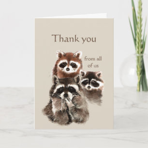 Tack från oss alla Raccoon Cute Animal & Scripture Kort