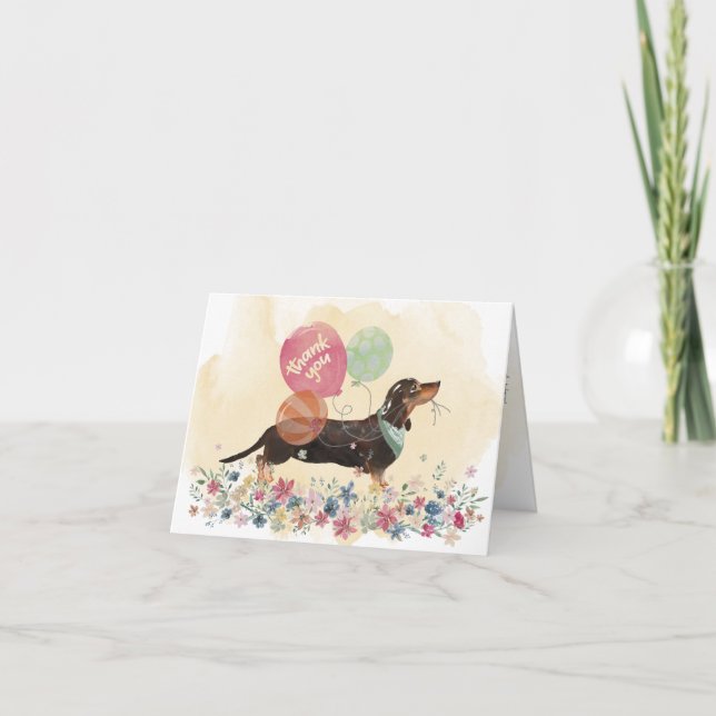 Tack från You & Dachshund hund och ballonger (Framsida)