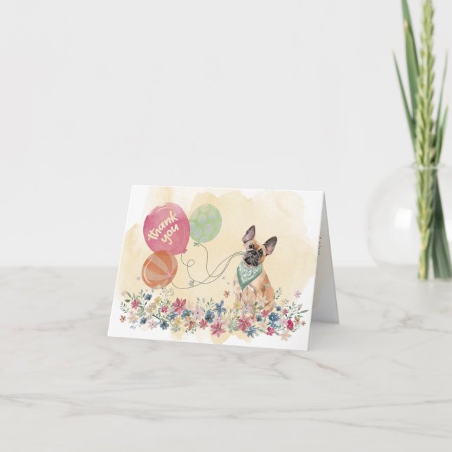 Tack från You & Fransk Bulldog och ballonger (Framsida)