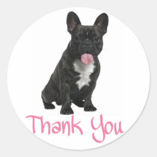 Tack Fransk Bulldog Puppy Hund Sticker Runt Klistermärke