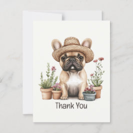 Tack Fransk Bulldog Trädgårdsskötsel Blomkrukor Vykort