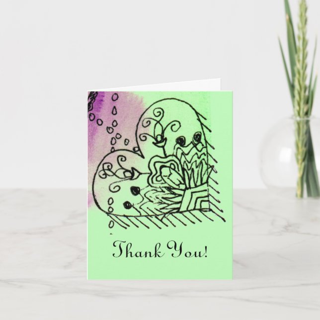 Tack Front Line Workers Grönt Lila Heart Kort (Framsida)