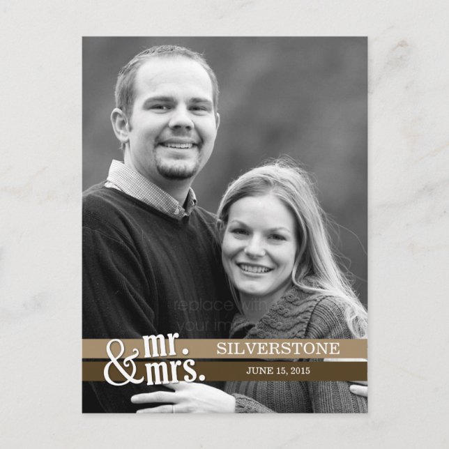 Tack, fru Bröllop, tack och lov - Brown Vykort (Framsida)