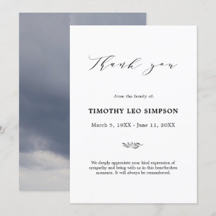 Tack Funeral Cloudy Sympathy Grief Card Inbjudningar