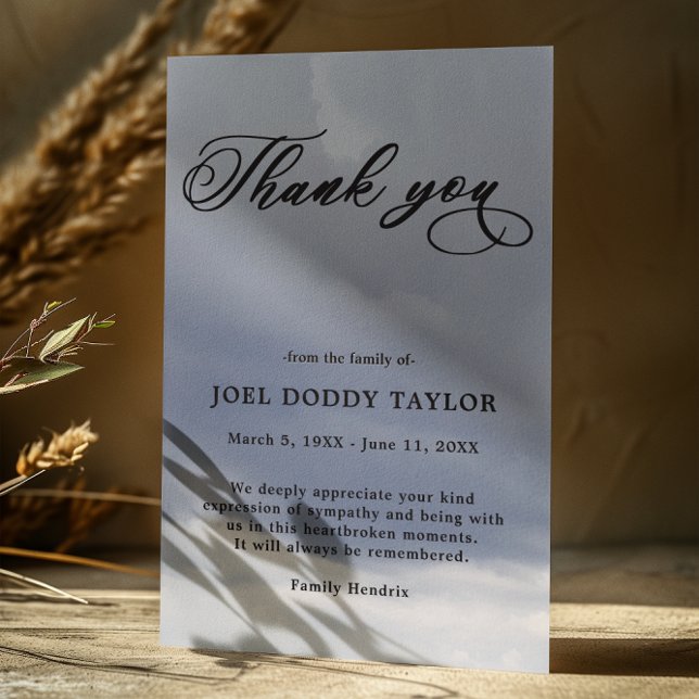 Tack Funeral Cloudy Sympathy Grief Card Inbjudningar (Skapare uppladdad)