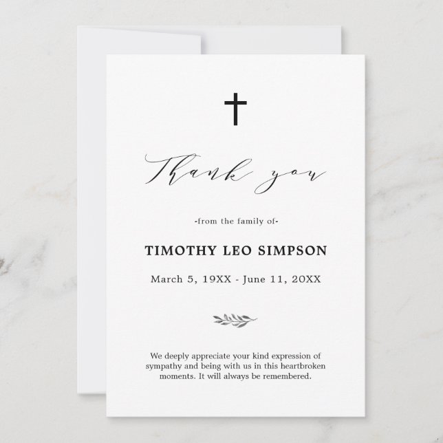 Tack Funeral Cloudy Sympathy Grief Card Kort (Framsida)