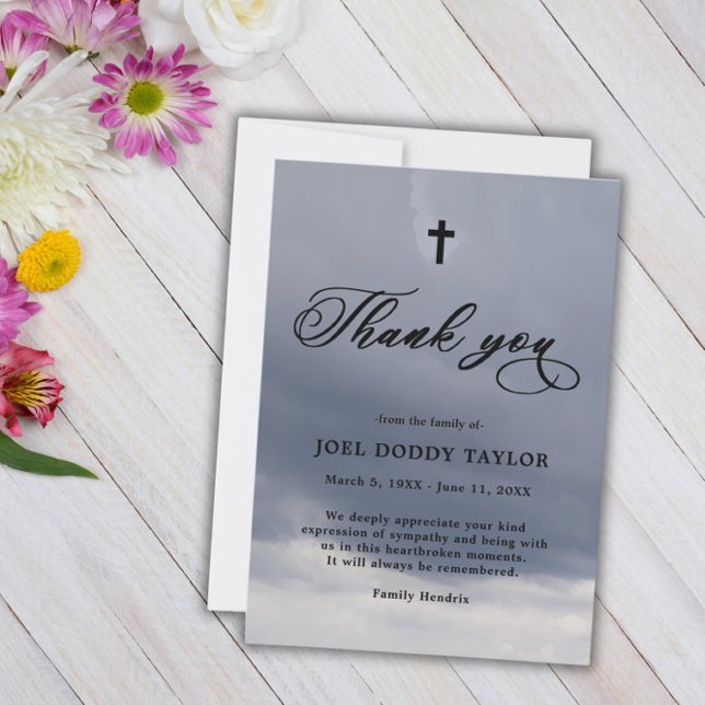 Tack Funeral Cloudy Sympathy Grief Card Kort (Skapare uppladdad)