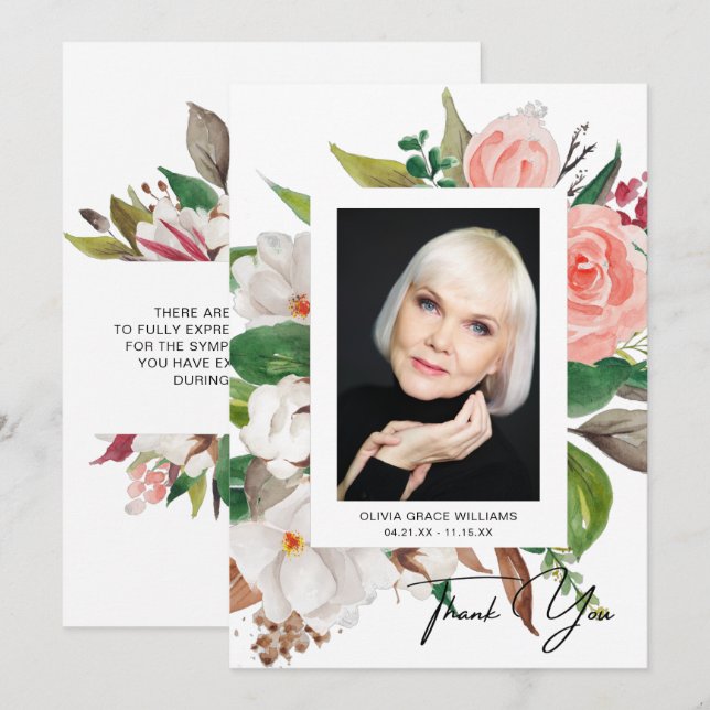 Tack Funeral Photo Sympathy Bereavement (Fram/baksida)