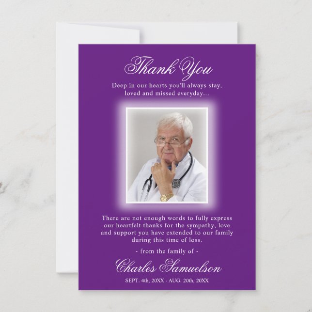 Tack Funeral Sympathy Lila Mauve | FOTO Kort (Framsida)