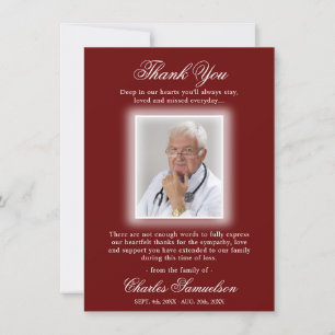 Tack Funeral Sympathy RED BURGUNDY   FOTO Kort