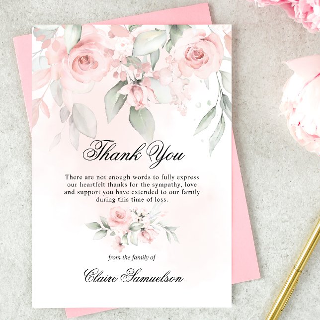Tack Funeral Sympathy Rosa ros Blommigt (Skapare uppladdad)