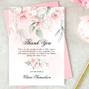 Tack Funeral Sympathy Rosa ros Blommigt Kort
