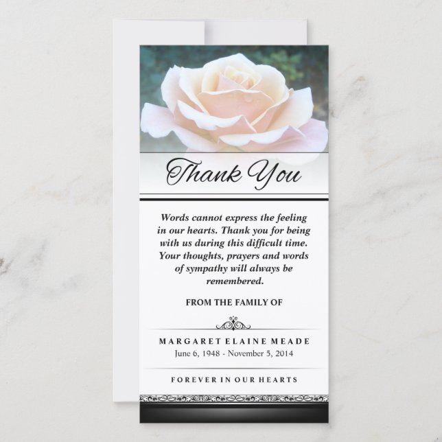 Tack Funeral Vit ros Ord kan inte uttrycka Kort (Framsida)