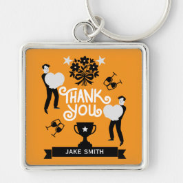 Tack Fyrkantig Silverfärgad Nyckelring