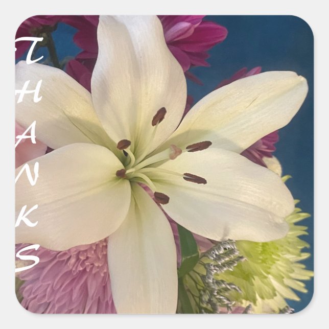 Tack Fyrkantigt Klistermärke (Framsida)