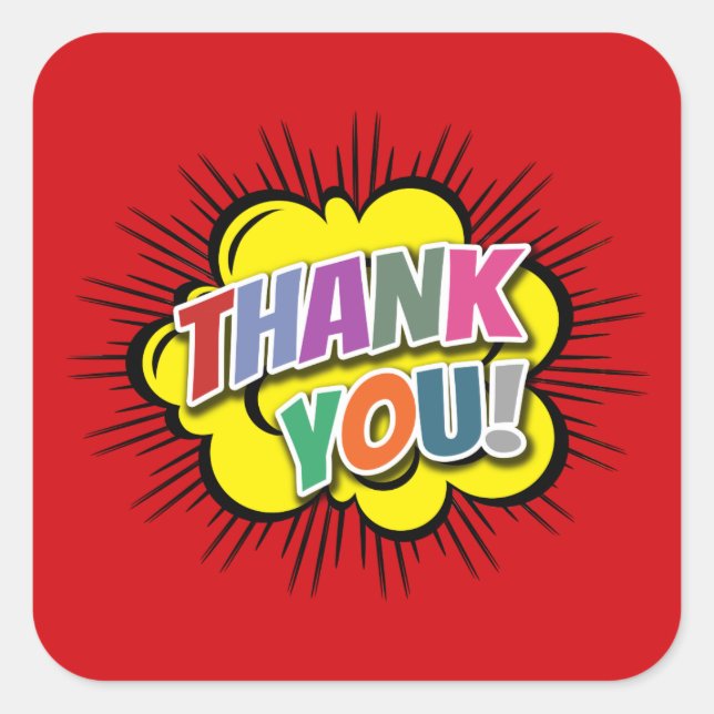 Tack Fyrkantigt Klistermärke (Framsida)