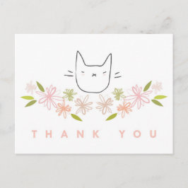 "Tack" Garden Cat i Chrysanthemums Vykort