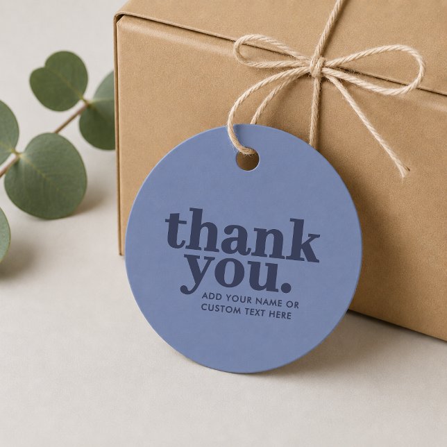 Tack Gåvor Etiketter | Minimal Blå och Marinblå (Stylish thank you tags for boutiques, wedding welcome bags, small business packaging, and more!)