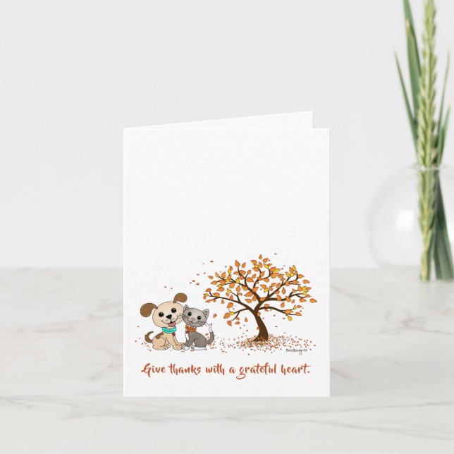 Tack, ge! Cute Thanksgiving, höstuppen Kattunge Kort (Framsida)