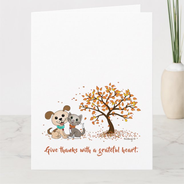 Tack, ge! Cute Thanksgiving, höstuppen Kattunge Kort (Framsida)