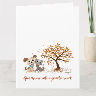 Tack, ge! Cute Thanksgiving, höstuppen Kattunge Kort