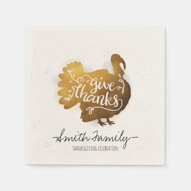 Tack, ge. Familj Thanksgiving Firande. Pappersservett (Framsidan)