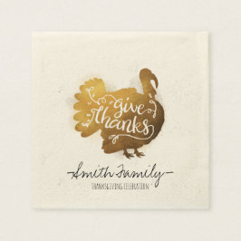 Tack, ge. Familj Thanksgiving Firande. Pappersservett