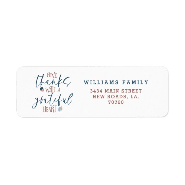 Tack ge med en tacksam hjärtetikett returadress etikett (Framsidan)
