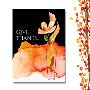 Tack, ge.. Modern blomma och Vas Thanksgiving Helgkort