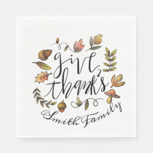 Tack, ge. Thanksgiving Family Firande. Pappersservett
