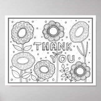 Tack Gem Flowers Coloring Page Art Poster