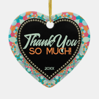 Tack Geo Design Mix Aqua Rosa Orange Heart Julgransprydnad Keramik