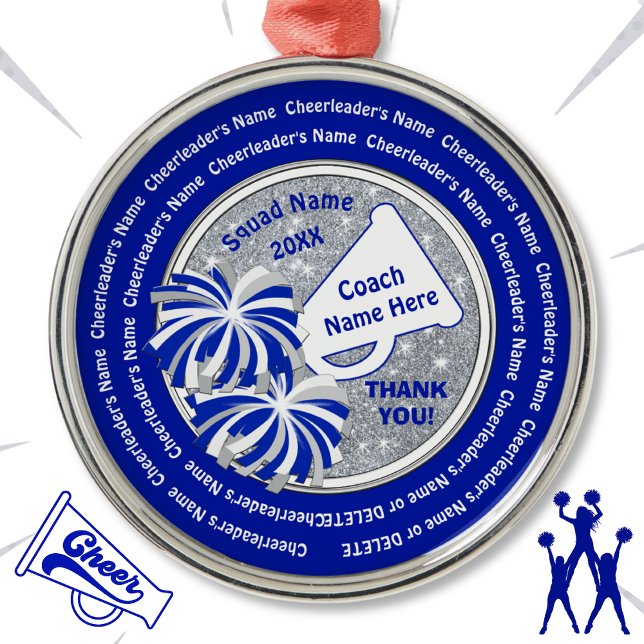 Tack Gift for Cheer Coach, Personlig Julgransprydnad Metall (Christmas Gift for Cheer Coach. Cheer Coach Ornaments. Cheap cheer coach gifts. Cheerleading Coach.)
